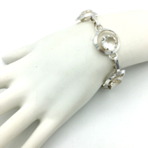 MODERNIST vintage rock crystal bracelet - 835 silver &amp; quartz circle Eur... - £59.76 GBP