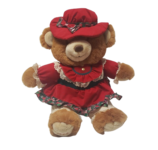 21" VINTAGE 1994 KMART TEDDY BEAR LANE CHRISTMAS GIRL STUFFED ANIMAL PLUSH TOY - $37.05