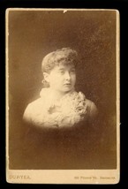 Vintage Cabinet Photo Duryea Studio Fulton St Brooklyn NY Young Lady Silk Flower - £11.91 GBP