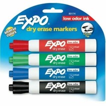 Expo Tank-Style Dry Erase Markers, Low Odor, Chisel Tip, Assorted 4 Pack... - £2.37 GBP