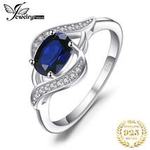 Created Blue Sapphire 925 Sterling Silver Ring for Women Statement Halo Engageme - £20.31 GBP