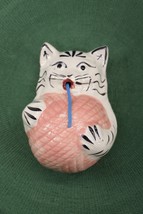Mid Century Hand Painted Ceramic Cat &amp; Yarn Ball String Holder - £23.10 GBP