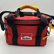 Vintage 90&#39;s Marlboro Small Red Cooler Bag Insulated Lunch Box Two Compartments - £21.50 GBP