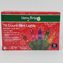 Merry Brite 70 Mini Lights Christmas Tree Multi Color Green Wire Patio W... - £8.61 GBP