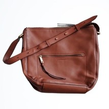 Cole Haan Larger Brown Leather Rectangle Crossbody Satchel Bag With Tassels - $75.05