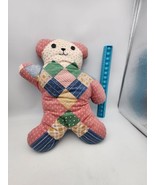 Vtg Handmade Patchwork Teddybear With Cross Stitch  Clothing Buttoneyes  - $16.64 CAD