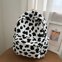 Women Casual Plush Backpack Shoulder Handbags Vintage Animal Cow Pattern... - £21.95 GBP