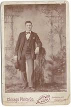 1800s Cabinet Photo of Young Man holding a hat - Centralia Illinois 1885+ Named - $8.60