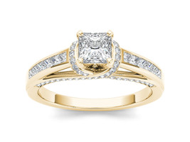 Authenticity Guarantee 
14K Yellow Gold 1ct Princess-cut Solitaire Diamond En... - £1,539.84 GBP