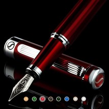 Scriveiner Deep Crimson Red Fountain Pen - Stunning Luxury Pen With, Nic... - $56.88