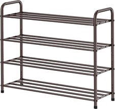 Fanhao 4-Tier Shoe Rack, Bronze, 12 Pairs, 100% Stainless Steel, And Dorm Room. - £35.11 GBP