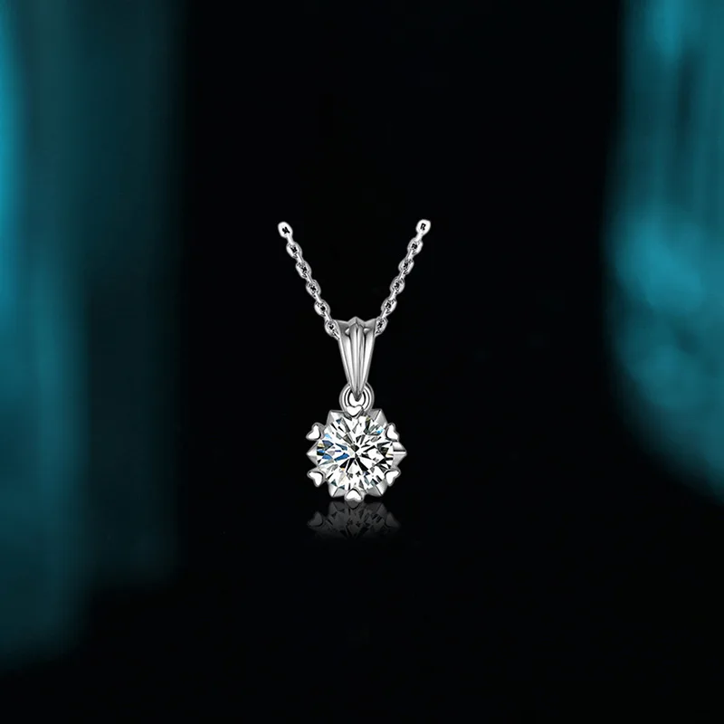3Pc Set Diamond Snowflake Pendant Necklace Stud Earrings Ring 1ct D Color Moissa - £110.55 GBP