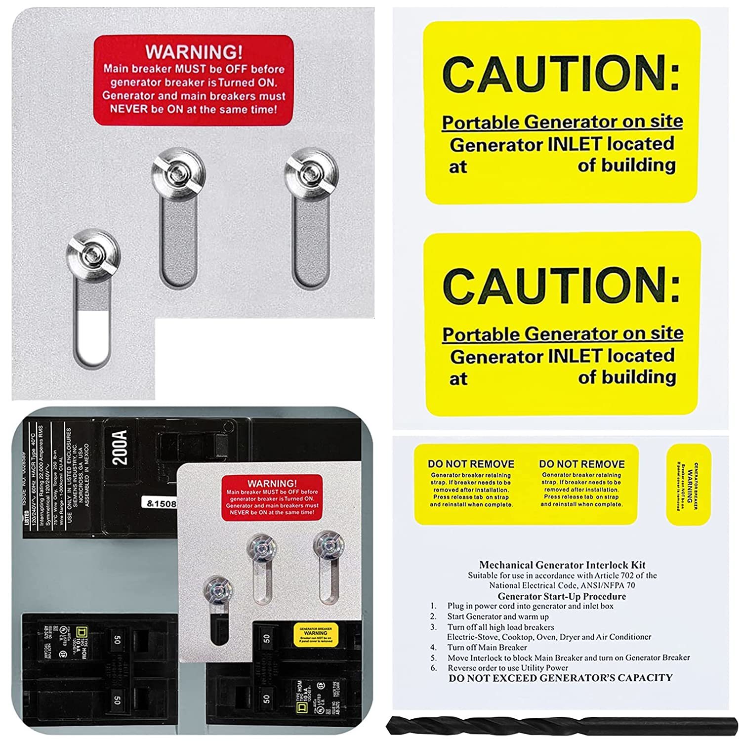 Generator Interlock Kit For 150 Or 200 Amp Sq\. D Qo Or Homeline Panels,... - $29.95