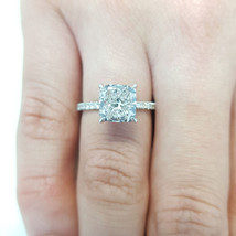 Cushion Cut 2.25Ct Simulated Diamond Engagement Ring White Gold Finish Size 5.5 - £106.45 GBP