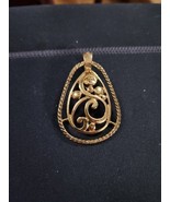 Vintage RMN Signed Gold Tone  Necklace Pendant.  Chain not included  3" Length - $19.79