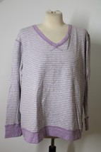 LL Bean L Purple Gray Stripe Pajama Sleepwear Top - $20.66