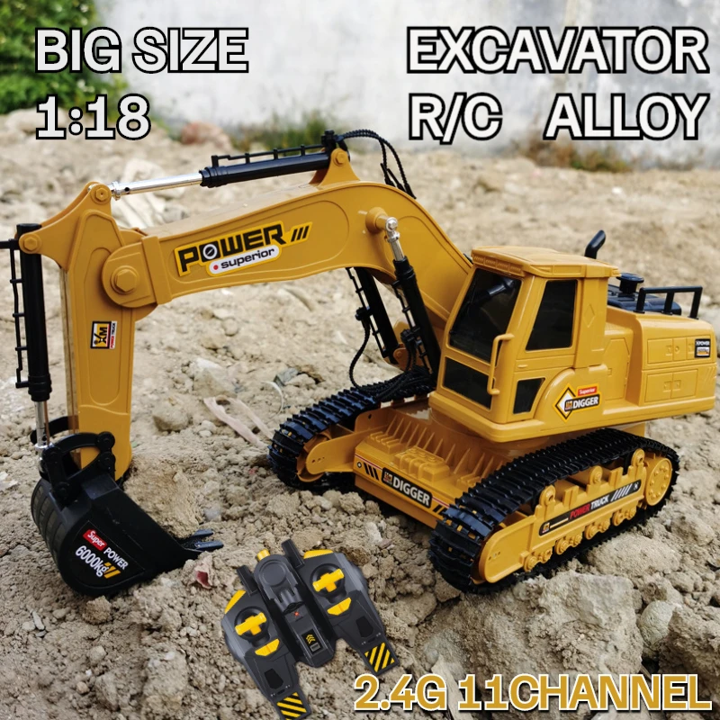 RC Truck Alloy Big Battery Multi Channel Remote Control Excavator Forklift - $37.10+