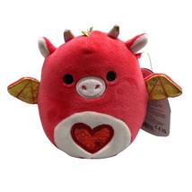 Squishmallows Valentine Baiden Red Dragon 4.5 Metallic Heart Year of the Dragon - $16.69