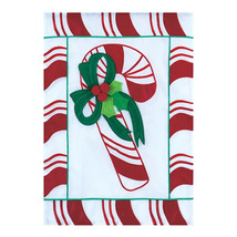 Evergreen Candy Cane Applique Garden Flag-2 Sided Message, 12.5&quot; x 18&quot; - $19.99