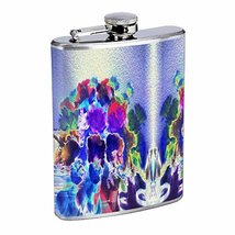 Neon Infrared Flowers Hip Flask Stainless Steel 8 Oz Silver Drinking Whiskey Spi - £7.82 GBP