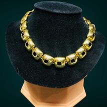 Vtg Signed Anne Klein Ak Choker Necklace Chunky Gold Tone Shiny Toggle Estate. - £60.31 GBP