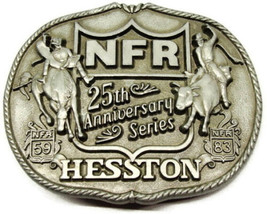 1983 NFR 25th Anniversary Series Cowboy Belt Buckle Hesston PRCA First Edition - £27.59 GBP
