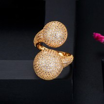 Adjustable Size Micro Pave Cubic Zirconia Ball 585 Gold Fashion Ladies Engagemen - £19.60 GBP