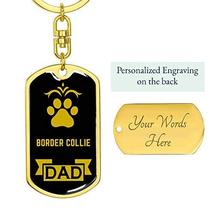 Dog Dad Gift Border Collie Swivel Keychain Engraved 18k Gold - £36.36 GBP