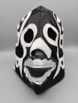 Mexican Wrestling Mask Black &amp; White with Back Straps Adult Size Made in MX - £14.78 GBP