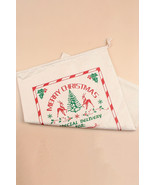White Merry Christmas Elk Print Drawstring Gift Sack - $200.78 MXN
