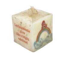 Vintage Care Bears Square 3&quot; X 3&quot; Candle Rainbow Funshine Love A Lot Never Used - £25.05 GBP