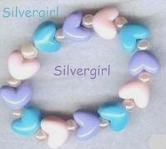 Hearts Delight Boutique Kids Beaded Bracelet Pink Blue Purple - £5.58 GBP