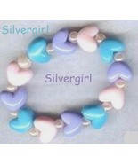 Hearts Delight Boutique Kids Beaded Bracelet Pink Blue Purple - £5.57 GBP