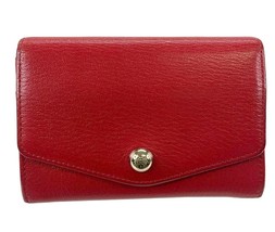 Mulberry Red Textured Leather Envelope Flap Wallet Clutch Women - £160.38 GBP