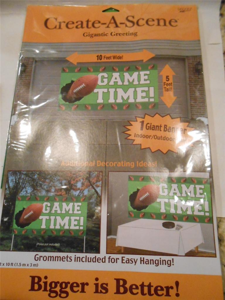 FOOTBALL GAME TIME GIGANTIC SIGN BANNER 10&#39; X 5&#39; GREAT FOR PARTIES TAILG... - $2.92