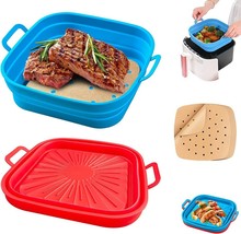 2Pcs Silicone Air Fryer Liners, Foldable Air Fryer Liners with 100PCS Air Fryer - £13.95 GBP