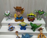 Disney  Pixar Toy Story figure lot big vinyl Woody soft doll Buzz clip o... - $19.79