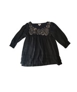 ECI New York Size 10 Black Floral 3/4 Sleeve Sheer top blouse - $10.00