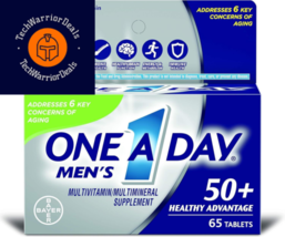 One A Day Men&#39;s 50+ Healthy Advantage Multivitamin, 65 Count  - £17.69 GBP