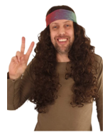 Hippie Wig Costume with Tie Dye Flex HeadBand 60s 70s Hippy Woodstock Fe... - €10,51 EUR