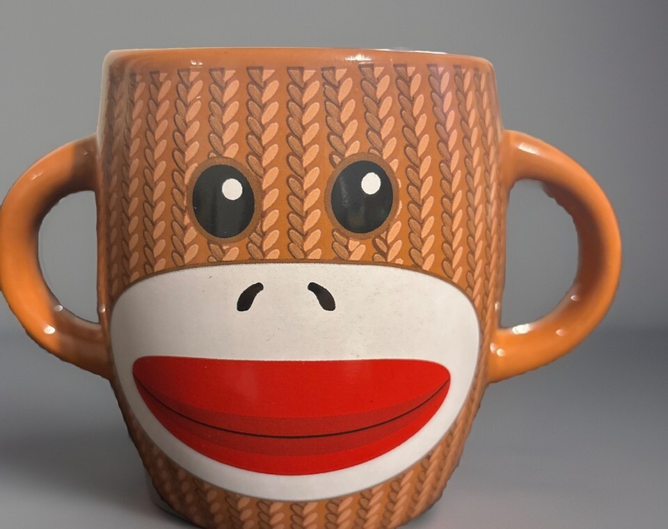 Galerie Double Sided Double Handle Sock Monkey 8 oz Ceramic Coffee / Tea Mug Item image 3