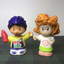 FP Little People Slim Style Sofie Red Hair Glasses And Cyclist Helmer Boy - $9.89