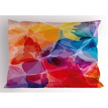 Floral Pillow Sham, Vibrant Colors Abstract Creative Watercolor Style Flower Pat - £31.96 GBP