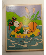 Vintage 1990 wooden Playskool 8-piece puzzle, Plucky duck, made in the USA. - $167.95 MXN