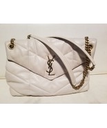 YSL Saint Laurent LouLou Puffer Medium Shoulder Bag Quilted Leather Bone - $48,788.04 MXN