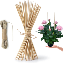 HOPELF 50 Pack 8&quot; Bamboo Plant Stakes for Wood Garden Sticks，Wooden Indo... - $10.57