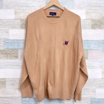 POLO Ralph Lauren Pure Cashmere Sweater Tan Golf Shield Logo Vintage Men... - £154.59 GBP