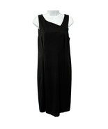 Eileen Fisher Black Ponte Asymmetrical Neck Sheath Sleeveless Pencil Dre... - $129.91 CAD
