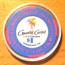 (1) $1. Commerce Casino Chip - Commerce, California - Bud Jones - 1993 - $8.95