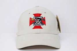 Cap Brand Tan Baseball Cap Hat Skull &amp; Iron Cross Fitted L/XL - $12.86